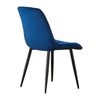 Set of 2 Blue Grey Velvet Dining Chairs Dinning Kitchen Room Metal Leg Padded