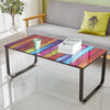 Black Rainbow Coffee Table Tempered Glass Top Side Table Modern Glossy Room NEW