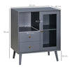 Modern Bedside Table Storage Cabinet with 2 Drawers, Adjustable Shelf, Grey