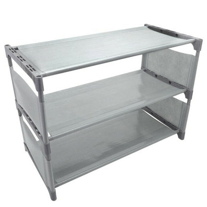 3 Tier Shoe Rack 6 Pairs Wipe Clean Space Saving Shoe Storage Organiser Shelf