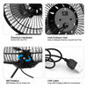 6" Protable Mini USB Desk Fan Small Personal Cooler USB Powered Metal Office Fan