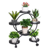 Portable Metal Plant Stand Retro Flower Cart Rack Movable Flower Pot Tray Holder