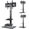 Swivel Floor TV Stand Mount With DVD Player Shelf Cantilever Bracket Space Save