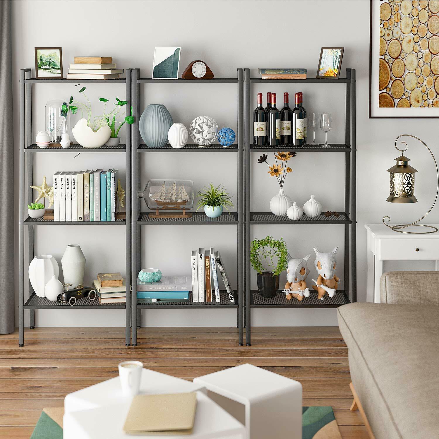 4Tier Ladder Shelf Storage Shelving Unit Bookcase Metal Rack Plant Display Stand