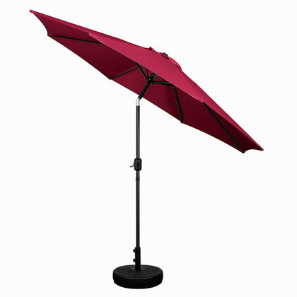 3M Round Garden Parasol Umbrella Sun Shade Outdoor Patio Beach Crank Tilt Red