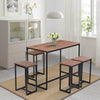 Bar Table and Stool Set For Kitchen Dining Room 4 Metal And Wood Stools High