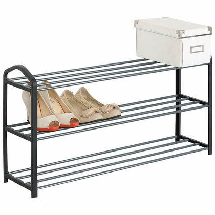 3 Tier Shoes Rack Organiser Shoes Tower Shelf Storage Cabinet Stand Shelf Black