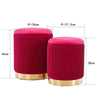 VELVET STORAGE OTTOMAN ROUND POUFFE FOOTREST VANITY DRESSING SEAT STOOL