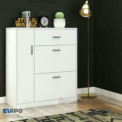 3 Drawers Shoe Cabinet Footwear Rack Storage Cupboard Organiser Wooden Unit