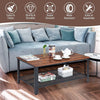 2-Tier Wooden Coffee Table Retro Industrial Style Side Desk Living Room Shelf