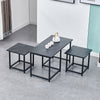 Nest of 3 Coffee Table and 2 Stools Set Living Room Office Lounge Marble Effect