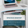 L-Shaped Corner Computer Desk w/ 2 Shelves Worktop Keyboard Tray White