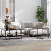 Coffee Table with Tempered Glass Top, Cocktail Table with Storage & Steel Frame