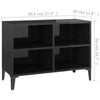 Black High Gloss Small TV Cabinet Modern Media Storage Cabinet Metal Legs Shelf