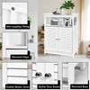 Bathroom Floor Cabinet Floor Standing Storage Cupboard w/2 Shutter Door Wooden