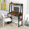 Ladder Office Computer Desk with Shelves Small Workstation PC Writing Table Wood