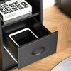 Black Wooden Desk with Drawers PC Workstation Office Computer with Keyboard Tray