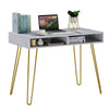 White Marble Effect Computer Desk PC Laptop Table Home Office Study Workstation