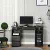 Black Wooden Desk with Drawers PC Workstation Office Computer with Keyboard Tray