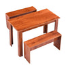 Wood Dining Table and 2 Bench Set Breakfast Nook Kitchen Furniture Cherry Wood