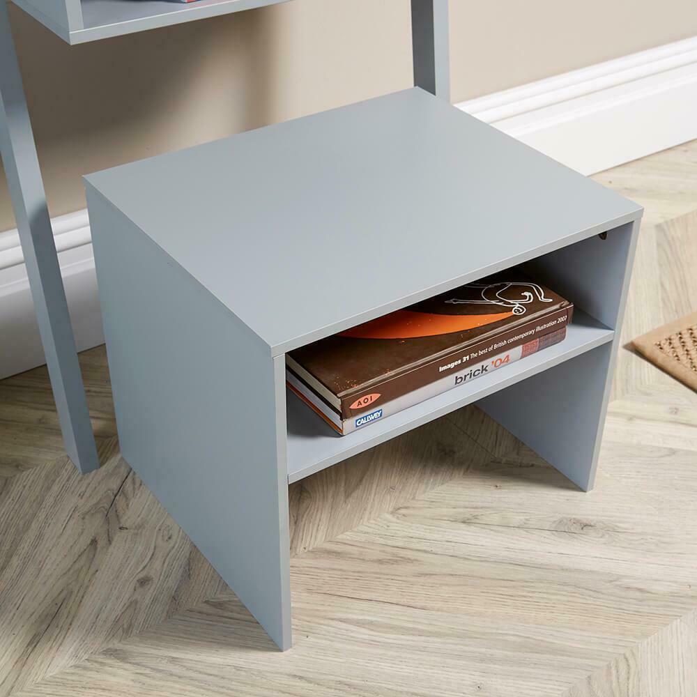 Grey 3 Tier Ladder Desk Unit Home Office Shelving Storage with Stool Included