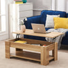 Lift Up Top Coffee Table Wooden Coffee Tea Table with Sliding Top Hidden Storage