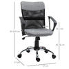 Vinsetto Office Chair Linen Mesh Fabric Swivel Home Desk Chair w/ Wheel, Grey