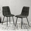 Set of 2 Dining Chairs Faux Leather Cushion Metal Legs Kitchen Deep Grey Modern