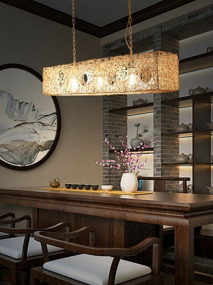 Wicker Rattan Pendant Light Fixture Hanging Ceiling Lamp Chandelier Adjustable