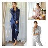 Women Lady Satin Silk Satin Pajamas Set Long Sleeve Night Sleepwear Pyjamas Suit