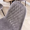White Dining Kitchen Table Set with 4 Grey Quilted Fabric Chairs Black Metal Leg