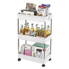 Modern 3 Tier Kitchen Trolley Cart Storage Rack Tray Shelf Rolling Wheel UK