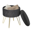 Velvet Round Ottoman Footstool with Storage Sofa Foot Stool Living Room Footrest
