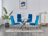 Set of 2 Modern Blue/Mustard/Pink/Grey Velvet Chrome Metal Legs Dining Chairs
