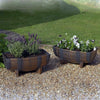 4PK Garden Barrel Flower Planter Pot Wooden Oak Effect Outdoor Decoration Home
