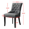 2x Accent Dining Chairs Fabric Linen Upholstered Button Dining Room Home in Grey
