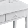 White Wooden 4 Drawers Dressing Table With Mirror USB LED Light Bedroom Furnitur