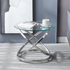 Modern Tempered Glass Coffee Table Side Table Living Room Furniture Chrome Leg