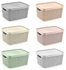 Small Large Plastic Storage Box with Lid Basket Container Kitchen Home Office