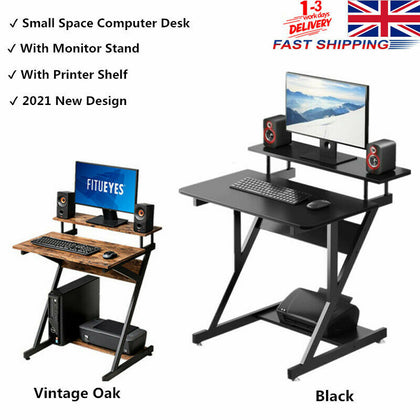 Small Computer Desk w/ Monitor Stand Printer Shelf PC Laptop Study Gaming Table