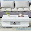 High Gloss End Table White Coffee Table with Hidden Storage Space Livingroom BN