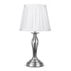 Traditional Wrought Iron Table Lamp Silver Brushed Chrome Pleated Fabric Shade