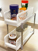 2 TIER KITCHEN CUPBOARD BASKETS, SLIDING PLASTIC BASKET DRAWERS ORGANISER