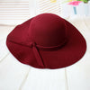 Autumn Winter Vintage Floppy Hat Women Elegant Felt Fedora Hat Wide Brim Sun Cap