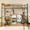 3.5FT Single Metal Loft Bed Frame High Sleeper Bunk Bed Study Desk Cabin Bed