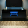 TV Cabinet Stand High Gloss Black LED Light Entertainment Unit 135cm