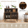 Industrial Storage Cabinet Wooden Cupboard Buffet Sideboard W/ Wine Glass Holder