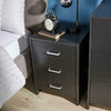 Bedside Table Black 3 Drawer Bedside Cabinet Night Stand Metal Runners
