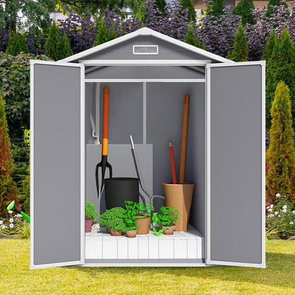 Large Outdoor Garden Shed 2-Door Tools Bikes Storage House Shelter 6ftx4.4ft