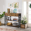 Industrial Console Table with Drawer & 2 Open Shelves Versatile Entryway Table
